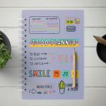 2023. aasta plaaniraamat ilma kuup&auml;evata ajakavata raamat A5 spiraal Inglise ajakirja m&auml;rkmik Daily Planner roosa