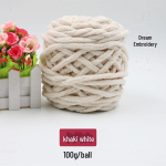 Paks villane l&otilde;ng sallide, tekkide, susside ja muu kudumiseks ice bar valge/khaki