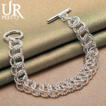 925 h&otilde;bedane mitme r&otilde;ngaga kett OT pandlaga k&auml;ev&otilde;ru Moodsad pulmaehted 20CM