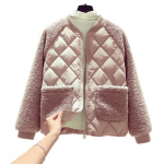 Naiste s&uuml;gistalvine &uuml;hev&auml;rviline l&uuml;hike puuvillane mantel pikkade varrukatega pl&uuml;&uuml;s jope taskud lukuga plekk puuvillane polsterdatud &uuml;ler&otilde;ivad M