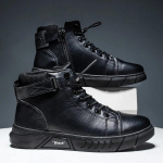 Mood 2024 S&uuml;gis Meeste Kingad Libisemiskindlad T&ouml;&ouml;ohutusjalatsid Veekindlad Vabaaja Nahast Pahkluusaapad Paksu Tallaga Tossud Zapatillas De Hombre 42 must