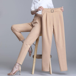 Elegantsed k&otilde;rge v&ouml;&ouml;kohaga elastsed haaremip&uuml;ksid naistele pendeldamine vabaaja Capri p&uuml;ksid mood &uuml;hev&auml;rvilised taskud p&uuml;ksid 4XL S khaki