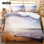 Rannakatte komplekt Suvine ookeani voodipesukomplekt Hawaii mere lained 3D-tr&uuml;kiga Merit&auml;ht Pol&uuml;ester tekikate Queen King EU single(135x200cm)