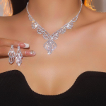 Geomeetriline &otilde;&otilde;nes super v&auml;lkkivist kaelakee k&otilde;rvar&otilde;ngad kaheosaline komplekt, luksuslik pruudi ehete komplekt