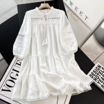 ZANZEA Naiste Vintage Pitsiga &Uuml;hendatud &Otilde;&otilde;nes 3/4 Varrukaga A-l&otilde;ikelised Kleitid XL valge