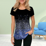 Moodne naiste s&auml;rava kristallprinteriga T-s&auml;rk Naljakas vabaaja O-kaelusega l&uuml;hikeste varrukatega T-s&auml;rk Suvine naiste T-s&auml;rk XS sinine