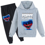 Laste 3D kapuutsiga komplekt Huggy Wuggy pulloveriga dressid Poppy Playtime Laste kampsun+p&uuml;ksid 110cm hall