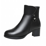 UUED S&uuml;gis-/talvised naiste saapad &uuml;mmarguse ninaga madala kontsaga Chelsea saapad Nahast jalatsid Retro poolsaapad k&uuml;ljel lukuga kingad 35 must