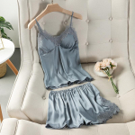 Suvine Naiste Traksidega 2-osaline Pidžaamakomplekt Seksikas Lapitehnikas Pitsist S&auml;rk Magamiseks Intiimne Pesu Lahtised Siidsatiinist Koduriided M