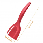 2-in 1 K&ouml;&ouml;gis labidaklamber Non Stick Silikoonist k&auml;epidemega munade keeramise tangid K&ouml;&ouml;gin&otilde;ud BBQ Steak Spaatel Tong Pannkoogipraadiga Flipper Tool punane