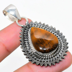 Tiger Eye Handmade 925 Sterling Silver Jewelry Pendant 2.13 m1c27