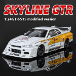 1:24GTR-R34 S15 Modifitseeritud Versioon Sulamist Autopilt Heliga ja Valgusega T&otilde;mmatav Laste M&auml;nguasi Kollektsioon Laua Trendikad Kaunistused Poisi Kingitus