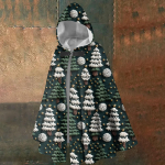 Christmas print - unisex retro vertical cape long hooded cape One Size