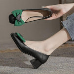 Naiste klassikaline &uuml;mmargune varvas Kvaliteetsed kandilise kontsaga kingad Lady Fashion mustvalge kontorikarj&auml;&auml;ri kontsapumbad Ga52 35