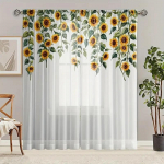 2tk pooll&auml;bipaistvad p&auml;evalillemustriga kardinad, dekoratiivsed aknakatted magamistoa elutuppa, kodukaunistus, toakaunistus 2x50W130H(CM)40x51in&Hook