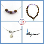 Pierres et Min&eacute;raux. Parure bijoux Bracelet Collier Perles bois 8 mm + Am&eacute;thyste du Br&eacute;sil. Taille personnalisable.