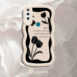 Maalitud mustriga Suure Laine &Auml;&auml;r Pehmest Silikoonist Materjalist Makroon Telefoni&uuml;mbris P&otilde;rutuskindel Kaitsev Kummist Kest iPhone'ile Huawei Honorile Infinixile Tecnole Tecno Spark Go 2021 valge