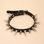 Long Spike Choker Punk kunstnahast krae gooti stiilis kaelakee tarvikud must