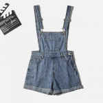 2025 New Summer Denim Strap Shorts For Women, Adjustable Curled Edge Denim Wide Leg Strap Shorts 26 tumesinine v&auml;rv