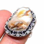 Black Tourmaline Handmade 925 Sterling Silver Jewelry Ring Size 8.5 m4o04