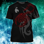 3D-prindiga Scorpion T-s&auml;rk meestele Lahedad loomamustrilised T-s&auml;rgid Suvised vabaaja l&uuml;hikeste varrukatega O-kaelusega Topid T&auml;nava lahtised T-s&auml;rgid XS