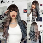 V&auml;rviline s&uuml;nteetiline parukas naistele Pikk laineline juustega Cosplay Lolita Pidu Looduslik kuumakindel parukas Kiudaine Igap&auml;evased juuksed TB2020068-1 gray