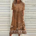 Naiste suvekleit vabaaja tr&uuml;kitud l&uuml;hikeste varrukatega rannakleit L oranž