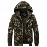 Camouflage Plus fliisjakk Puhast puuvillast vabaaja jope s&uuml;gis- ja talvine plusssuuruses Camouflage kapuutsiga jakk L