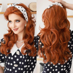 Pikk lokkis pruun ombre blond parukas naistele igap&auml;evaseks peoks suure tihedusega s&uuml;nteetilisest lahtise kehaga laineliste vasest juustest parukad tukkidega MW9099-1