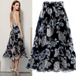 Naiste tavaline p&otilde;lvepikkusega pehme veniv, laineline tr&uuml;kitud uisutaja Midi seelik XXXXXL