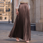 Naiste vabaaja volditud &uuml;hev&auml;rviline poolseelik, volditud A-l&otilde;ikeline seelik, laiaulatuslik p&otilde;randani ulatuv seelik XL kohv