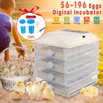 56/98/150/196 automaatne munainkubaator Farmi haudejaama masin, digitaalne LCD-ekraan farmi kanade vuttide munade inkubaatori jaoks 196 Eggs