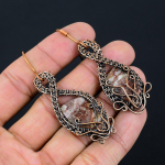 Crazy Lace Agate Handmade Copper Wire Wrap Jewelry Earring 2.76 b0q91