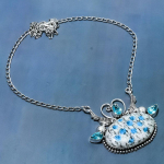 K2 Azurite, Topaz Handmade 925 Sterling Silver Jewelry Necklace 18 b4z17