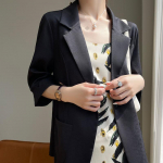 Women's White Cotton-Linen Slim Fit Blazer - 3/4 Sleeve, Thin, Casual, Spring/Summer. XL