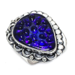 Natural Blue Moldavite Quartz 925 Sterling Silver Jewelry Ring Size 9 a8i88