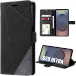 Coque pour Samsung Galaxy S25 Ultra - BOOLING - Anti-Rayures Protection 360 Degr&eacute; Cuir PU Noir