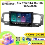Auto Carplay IPS TOYOTA Corolla 2004-2006 jaoks Android Raadio Auto GPS Navigatsioon Multimeedia Video Stereo M&auml;ngija 4G BT 2din DVD 4 core 2+64CP