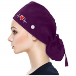 Scrub Cap With Buttons Bouffant print Hat With Sweatband for Womens and Mens one size