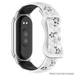Naiste silikoonist lilledega 3D-graveeringuga k&auml;ev&otilde;ru Xiaomi Band 10 NFC nutikellale, hingav kellarihm Xiaomi Band 9 8 NFC rihmale Mi Smart Band 9/9NFC valge