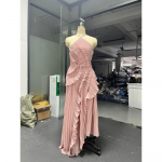 LYRIA Elegantne Kaelarihmaga Ruffled &Otilde;htukleit &Uuml;hev&auml;rvilised Voldid A-l&otilde;ikeline Seljast Paelakinnitusega Seksikas Peokleit Uus Peo Puhkuse Y2k Kleit XS roosa