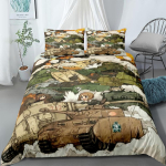 T&uuml;drukud Und Panzer Tekikott Komplekt ilma lina King Queen Double Full Twin Single Suurusega Voodipesu Komplekt 140x210cm