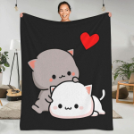 Virsiku kassi ja goma armastuse flanelltekk Animal armas soe pehme voodipesu voodipesu magamistuppa reisimiseks voodikate Diivanvoodi kate 30x40in