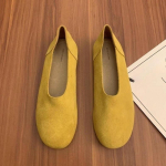 Prantsuse ni&scaron;&scaron; lamedad slip-on mokassiinid &uuml;hed kingad naiste 2025 uued vanaema kingad 35 kollane