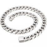 Massiivne t&auml;is 316L roostevabast terasest kaelakee meestele K&otilde;rgl&auml;ikega 14/16MM lai 55/60CM pikk Kuuba l&uuml;li kett Meeste kaelakeed Mees 60CM valge