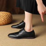 Naiste Oxford Madala Kontsaga 2024 Kevadjalatsid Naistele Ehtne Nahk Brogues Vintage Paelkinnitusega Mokassiinid Vabaaja Must Pruun T&uuml;drukute Jalan&otilde;ud 34 must