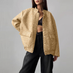 Naiste &auml;riline vabaaja S&auml;rava rev&auml;&auml;riga t&ouml;&ouml;joped, eest avatud pikkade varrukatega s&uuml;gisriietus XS kuld