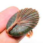 Ruby in Fuchsite Gemstone Handmade Copper Wire Wrap Jewelry Ring Size 7 W0i93