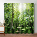 Mets džungel puu looduslik maastik akna rulookardinad elutuba k&ouml;&ouml;k magamistuba juga 2 tk dekoratsioon W80 X H185cm X 2&Grommet Top