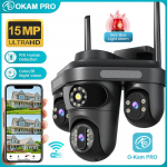 OKAM PRO V&auml;litingimuste Kolmeobjektiiviga Kaamera WiFi HD 15MP Valgustusalarmi Liikumise J&auml;lgimisega IP-kaamera V&auml;rviline &Ouml;&ouml;n&auml;gemine IP66 Veekindel CCTV Camera